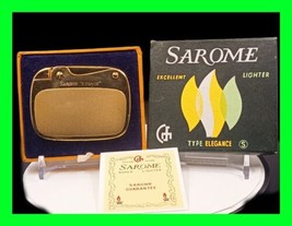 Stunning Vintage Sarome Elegance Gold Tone Petrol Lighter - Mint In Box ... - £54.91 GBP