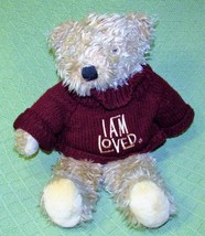 Helzberg Diamonds I Am Loved Teddy Bear 15&quot; Plush Tan With Burgundy Sweater Toy - £17.59 GBP