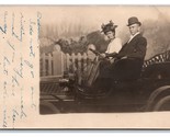 RPPC Studio View Man in Bowler Hat Driving Prop Automobile Car 1908 Post... - $4.42