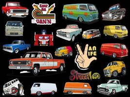 Vanners Vanfest Retro Vans Trucks VW C-10 Van life 3 Pack A,B,C - $29.65
