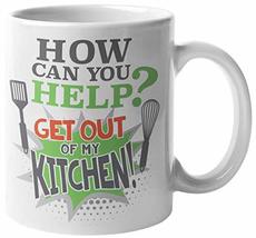 Funny Grumpy Get Out of My Kitchen Cooking Themed Coffee &amp; Tea Mug, 11oz, White - £15.57 GBP+