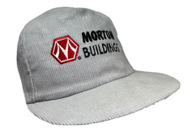 Vintage Morton Buildings Hat Cap Snap Back Gray Corduroy P Caps Made in USA Mens - £15.52 GBP