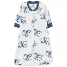 Baby Fleece Sleep Sack 2-Way Zip Soft 6-9 Months Unisex White Blue Pandas - £15.89 GBP