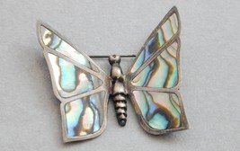 Antique Sterling Signed Abalone Inlay Figural Butterfly Pin - €26,24 EUR
