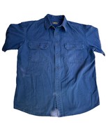 Cabela&#39;s Navy Blue Short Sleeve Utility Shirt Mens L Button Front Outdoors - $24.29 CAD