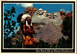Vtg Postcard Ben Black Elk at Mount Rushmore, Black Hills South Dakota - £5.18 GBP