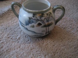 Vintage Round Tea Sauce Sugar Dish Bowl Hand Painted Nippon Farm Scene  E-OH 3&quot;  - £18.60 GBP