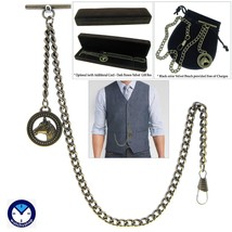 Albert Chain Pocket Watch Chain Bronze Fob Chain Horse Design Fob T Bar ... - $17.99+