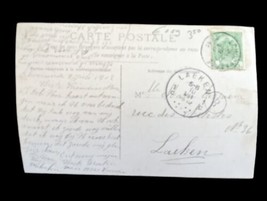 Antique Postcard “Souvenir” French Lady Flower Bush Colored Cerce 1912 Laeken - £4.63 GBP