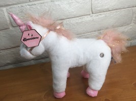 FAO Schwarz Sparklers White Unicorn Pink Mane &amp; Horn 11.5 Inches Soft Plush NWT - £15.19 GBP