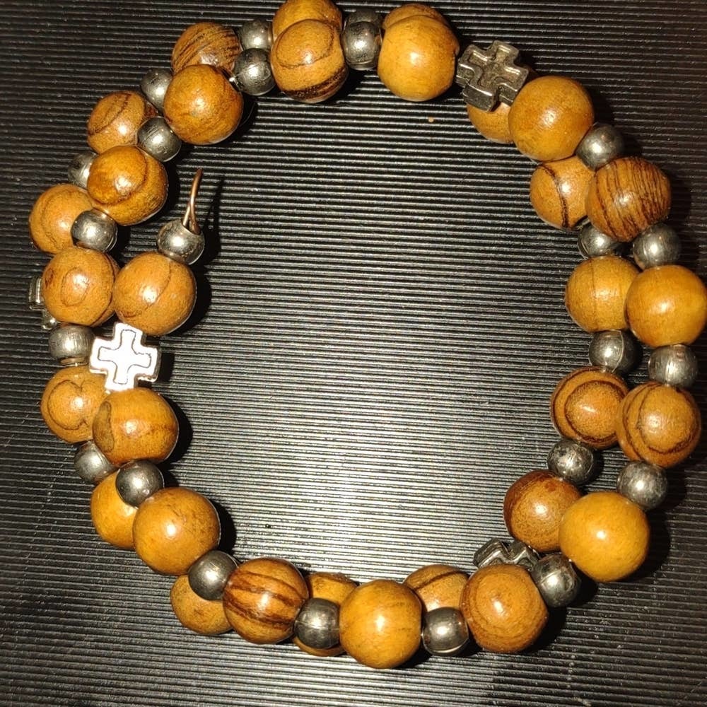 Handmade wooden beaded cross bracelets - $15.84