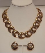 Crown TRIFARI Gold Tone Link Choker Necklace Pierced Earrings RARE Moder... - €47,72 EUR