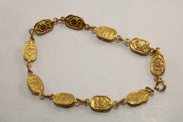 Bracciale scarabeo egiziano unico timbrato oro giallo 18 carati Faraonic... - $843.42
