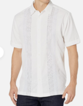 Cubavera Men&#39;s Striped Panel Short Sleeve Button-Down Shirt size Large B103 - £31.96 GBP