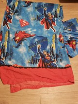 Superman Daily Planet Flat Twin Sheet And Body Pillow Case Set Blue Fabr... - $27.97
