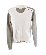 A.L.C. White Grey Color Block Pin Dot Perforated Front Wool Blend Sweate... - $71.35 CAD