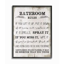 Stupell Industries Bathroom Rules Funny Word Wood Textured Design Black Framed W - $37.99