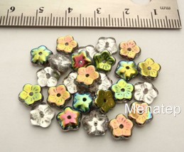 25 8 x 3 mm Flat Flower Beads: Vitral - Crystal - £1.31 GBP