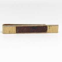 Vintage Leather Gold Tone Tie Bar Clasp Tie Tack - $29.68