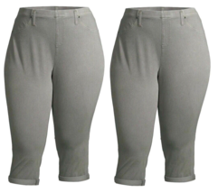 2 Jegging Capri Size 5X Gray Mid Rise Pullon Fitted Womens 32W-34W Plus New - £11.35 GBP