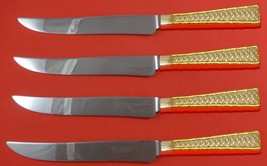 Golden Tradewinds by International Sterling Steak Knife Set Texas Sized Custom - £227.87 GBP