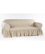 Cotton Dock Ruffled Round Arm Sofa/Loveseat/Chair Slipcover AMY - $69.29+