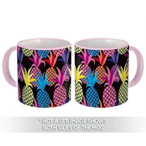 Colorful Pineapple : Gift Mug Black Pattern Sweet Sixteen Friends Teen Party Dec - £12.37 GBP