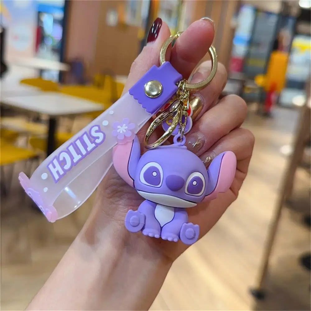 Cartoon Disney Lilo Stitch Silicone Pendant Keychain for Women Men Fans ... - $4.64