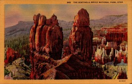 Vintage Linen Postcard Bryce National Park UT-The Sentinels, Linen Utah BK40 - £3.15 GBP