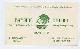 Bay Side Court Business Card US Highway 1 Biscayne Blvd Miami Florida - $17.82