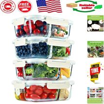 Elegant 4-Pack Glass Meal Prep Containers with Compartmentalized Design ... - $69.92 CAD