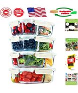 Elegant 4-Pack Glass Meal Prep Containers with Compartmentalized Design ... - $69.92 CAD