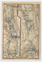 1912 Original Antique City Map Of Trollhattan / Trollhaettan / Sweden - £16.76 GBP