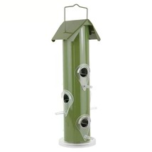 Outdoor Patio Garden 6-Perch Olive Green Metal Tube Bird Feeder - $86.49