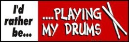 Drum Sticker, I&#39;d Rather Be Playing My Drums Gift for Drummer and Percus... - $9.77
