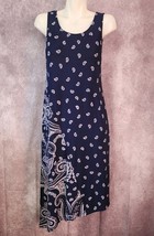 Chicos Navy Blue White Paisley Asymmetrical Dress Womens 0 Small Travelers - $21.99