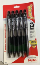 NEW Pentel WOW! Retractable Ballpoint BLACK Ink 1.0mm Pens 5-Pack BL440A6TF1 - £4.63 GBP