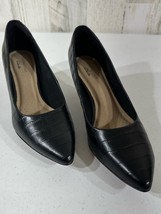 Clarks Linvale Jerica Leather Heels Black Croc Pattern Size 6 - $20.77