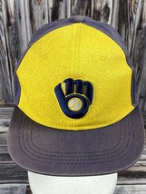 Milwaukee Brewers Old Logo Ball &amp; Glove Embroidered Snapback Blue Trucker Hat - $7.84