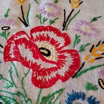 Vintage Embroidered Dresser Set, 4 piece, Crochet Lace Table Runner Cottagecore image 3