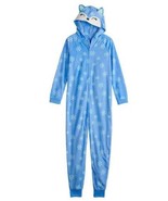 Girls One Piece Pajamas Hooded Blue Fox Union Suit Fleece Blanket Sleepe... - £18.10 GBP