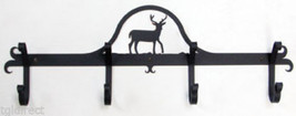 Wrought Iron Coat Bar Deer Pattern 4 Hooks Black Home Wall Decor Rack Hanger - £38.65 GBP