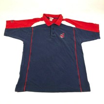 Vintage Cleveland Indians Polo Shirt Adult L Blue Red Chief Wahoo Logo Lee Sport - £18.32 GBP