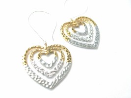 EleganceWithFlair 3 1/4 inch long filigree Heart earrings dangle earrings Triple - £9.59 GBP