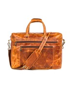 Vintage Tan Leather Laptop Bag 15.6&quot; – Men&#39;s Office Briefcase Satchel  F... - $1,473.46 MXN