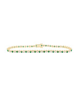 14kt Yellow Gold Womens Round Emerald Diamond Tennis Bracelet 2 Cttw - $2,433.62