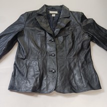Preston & York Women's Black Genuine Lamb Skin Leather Buttons Jacket Size Large image 11