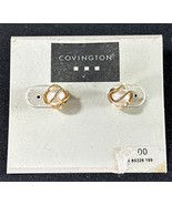 Vintage Covington Faux Pearl Stud Earrings with Gold-Tone Swirl Setting ... - $11.95