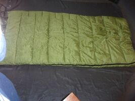 GREEN / GRAY CAMPING HUNTING OUTDOOR SUMMER HOT WEATHER SLEEPING BAG 77"... - $55.43