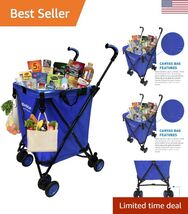 Compact Folding Swivel Caster Cart for Grocery and Laundry - 120lbs Capa... - $114.08